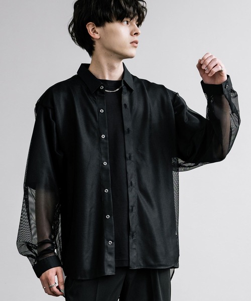 Rocky Monroe(ロッキーモンロー)の「日本製 国産 ポリエステルメッシュルーズシャツ(シャツ/ブラウス・メンズ・ホワイト/ブラック・M/L)」の9枚目の写真