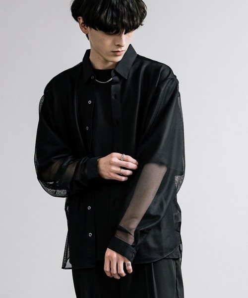 Rocky Monroe(ロッキーモンロー)の「日本製 国産 ポリエステルメッシュルーズシャツ(シャツ/ブラウス・メンズ・ホワイト/ブラック・M/L)」の10枚目の写真