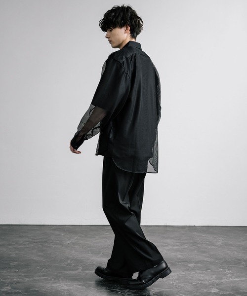 Rocky Monroe(ロッキーモンロー)の「日本製 国産 ポリエステルメッシュルーズシャツ(シャツ/ブラウス・メンズ・ホワイト/ブラック・M/L)」の12枚目の写真