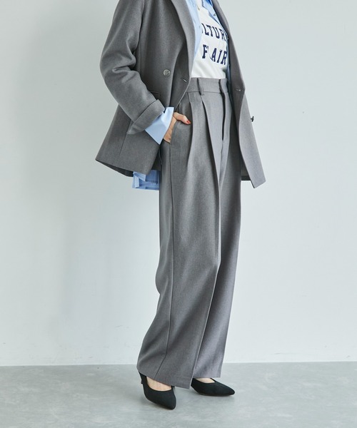 VIS（ビス）の「【美easy】ウーリッシュ2タックワイド/スラックスパンツ【洗える】（スラックス・レディース・サックスブルー/ブラック/ベージュ/グレー/キナリ・SS/S/M/L）」の7枚目の写真