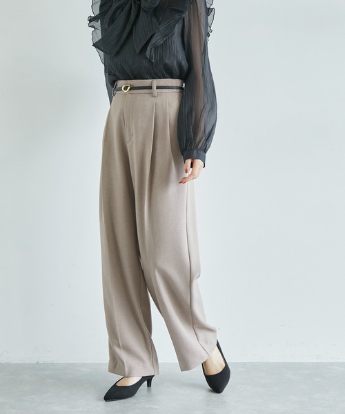 VIS（ビス）の「【美easy】ウーリッシュ2タックワイド/スラックスパンツ【洗える】（スラックス・レディース・サックスブルー/ブラック/ベージュ/グレー/キナリ・SS/S/M/L）」の8枚目の写真