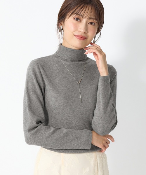 alotta（アロッタ）の「もっちりタッチタートルネックニット（ニット/セーター・レディース・杢グレー/アイボリー/スモークピンク/ライトブルー/ブラック・L/M/S/LL/3L）」の4枚目の写真
