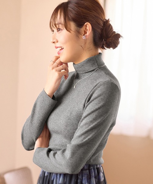 alotta（アロッタ）の「もっちりタッチタートルネックニット（ニット/セーター・レディース・杢グレー/アイボリー/スモークピンク/ライトブルー/ブラック・L/M/S/LL/3L）」の18枚目の写真