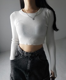 【 3color 】BASIC ショートリブニットトップス / BASIC SHORT LIB KNIT TOPS