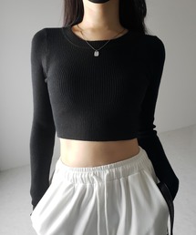 me+em select（ミームセレクト）の「【 ３color 】BASIC ショートリブニットトップス　／ BASIC SHORT LIB KNIT TOPS（ニット/セーター・レディース）」