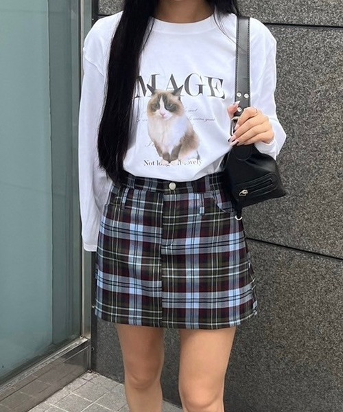 fiere(フィエール)の「ビッグキャットプリントロンT/長袖Tシャツ(Tシャツ/カットソー・レディース・ホワイト/A・MEDIUM)」の1枚目の写真