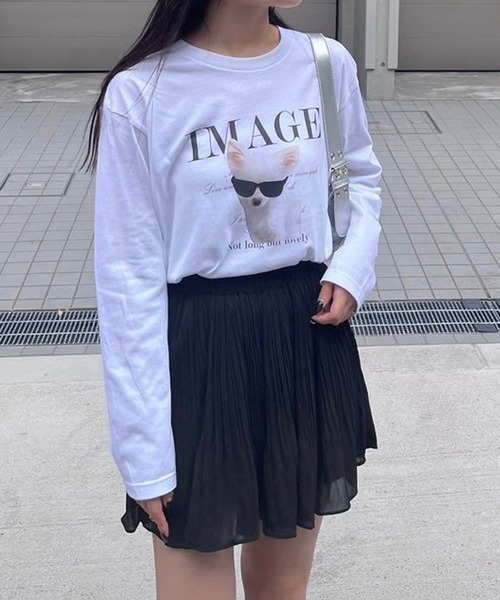 fiere(フィエール)の「ビッグキャットプリントロンT/長袖Tシャツ(Tシャツ/カットソー・レディース・ホワイト/A・MEDIUM)」の2枚目の写真