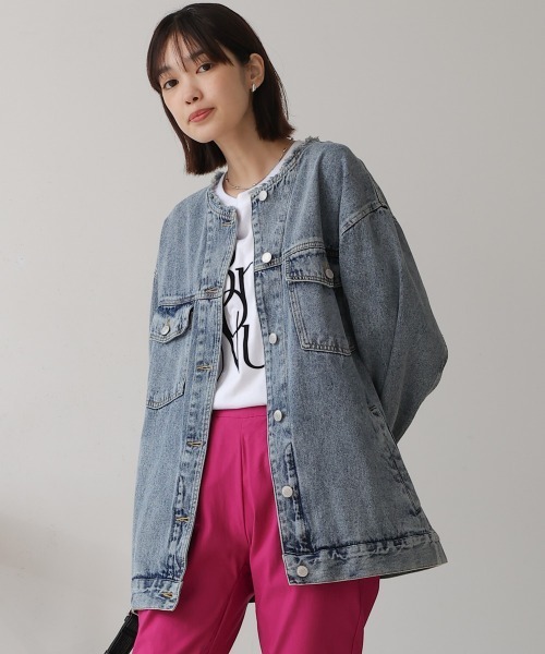 Bou Jeloud(ブージュルード)の「ウォッシュデニムジャケット(デニムジャケット・レディース・ブラック/ブルー/ネイビー・38)」の3枚目の写真