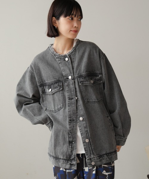 Bou Jeloud(ブージュルード)の「ウォッシュデニムジャケット(デニムジャケット・レディース・ブラック/ブルー/ネイビー・38)」の5枚目の写真