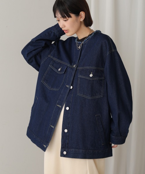 Bou Jeloud(ブージュルード)の「ウォッシュデニムジャケット(デニムジャケット・レディース・ブラック/ブルー/ネイビー・38)」の19枚目の写真