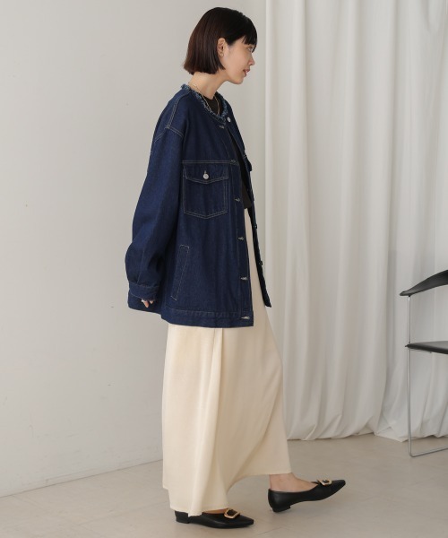 Bou Jeloud(ブージュルード)の「ウォッシュデニムジャケット(デニムジャケット・レディース・ブラック/ブルー/ネイビー・38)」の20枚目の写真