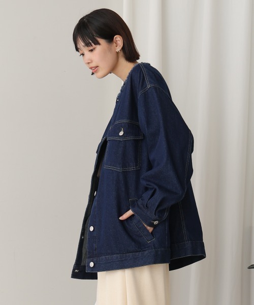 Bou Jeloud(ブージュルード)の「ウォッシュデニムジャケット(デニムジャケット・レディース・ブラック/ブルー/ネイビー・38)」の21枚目の写真