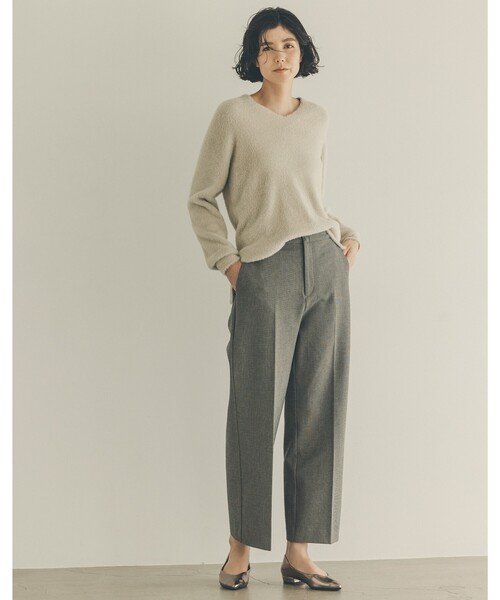 OPAQUE.CLIP(オペークドットクリップ)の「《SS-LLsize》着丈が選べる!裏起毛ストレッチワイドパンツ【蓄熱素材/洗濯機洗い可】(その他パンツ・レディース・ブラック/ブラウン系/オフホワイト/ブラック系・34/36/38/40/42/01/02/03)」の8枚目の写真