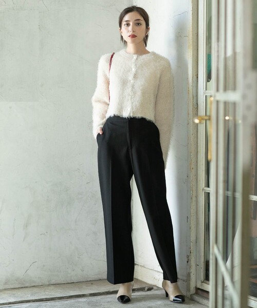 OPAQUE.CLIP(オペークドットクリップ)の「《SS-LLsize》着丈が選べる!裏起毛ストレッチワイドパンツ【蓄熱素材/洗濯機洗い可】(その他パンツ・レディース・ブラック/ブラウン系/オフホワイト/ブラック系・34/36/38/40/42/01/02/03)」の11枚目の写真