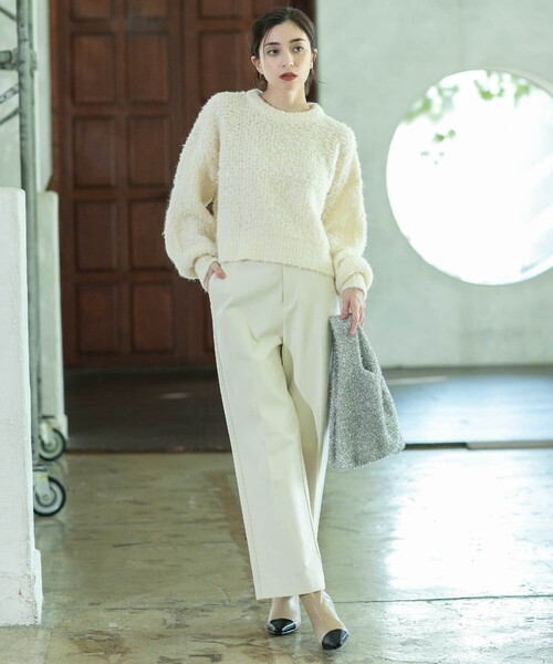 OPAQUE.CLIP(オペークドットクリップ)の「《SS-LLsize》着丈が選べる!裏起毛ストレッチワイドパンツ【蓄熱素材/洗濯機洗い可】(その他パンツ・レディース・ブラック/ブラウン系/オフホワイト/ブラック系・34/36/38/40/42/01/02/03)」の15枚目の写真