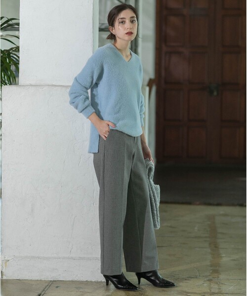 OPAQUE.CLIP(オペークドットクリップ)の「《SS-LLsize》着丈が選べる!裏起毛ストレッチワイドパンツ【蓄熱素材/洗濯機洗い可】(その他パンツ・レディース・ブラック/ブラウン系/オフホワイト/ブラック系・34/36/38/40/42/01/02/03)」の22枚目の写真