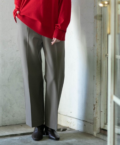 OPAQUE.CLIP(オペークドットクリップ)の「《SS-LLsize》着丈が選べる!裏起毛ストレッチワイドパンツ【蓄熱素材/洗濯機洗い可】(その他パンツ・レディース・ブラック/ブラウン系/オフホワイト/ブラック系・34/36/38/40/42/01/02/03)」の1枚目の写真