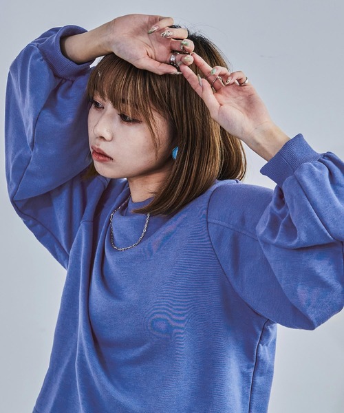 Fashion Letter(ファッションレター)の「裏毛バルーンスリーブスウェット 裏毛 バルーンスリーブ スウェット レディース トップス プルオーバー(Tシャツ/カットソー・レディース・オートミール/グレー/ブルー/ブラック・M)」の4枚目の写真