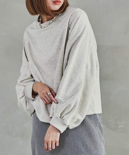 Fashion Letter(ファッションレター)の「裏毛バルーンスリーブスウェット 裏毛 バルーンスリーブ スウェット レディース トップス プルオーバー(Tシャツ/カットソー・レディース・オートミール/グレー/ブルー/ブラック・M)」の6枚目の写真