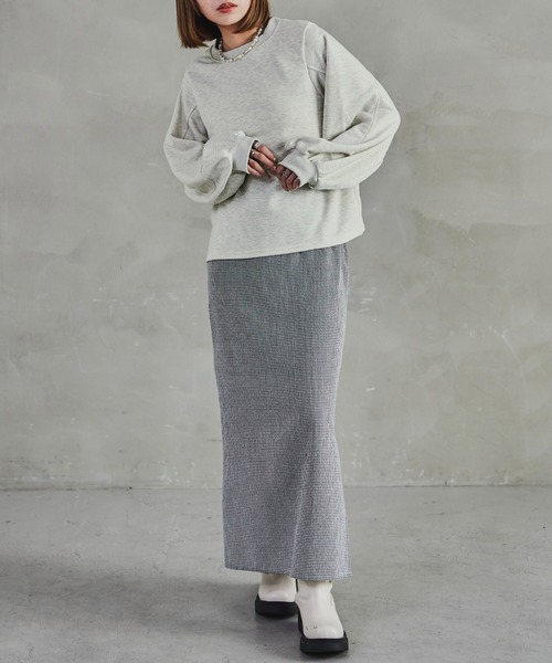 Fashion Letter(ファッションレター)の「裏毛バルーンスリーブスウェット 裏毛 バルーンスリーブ スウェット レディース トップス プルオーバー(Tシャツ/カットソー・レディース・オートミール/グレー/ブルー/ブラック・M)」の7枚目の写真