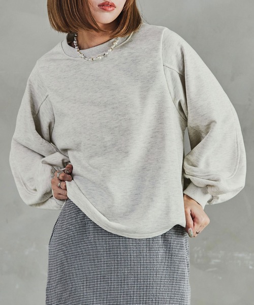 Fashion Letter(ファッションレター)の「裏毛バルーンスリーブスウェット 裏毛 バルーンスリーブ スウェット レディース トップス プルオーバー(Tシャツ/カットソー・レディース・オートミール/グレー/ブルー/ブラック・M)」の8枚目の写真