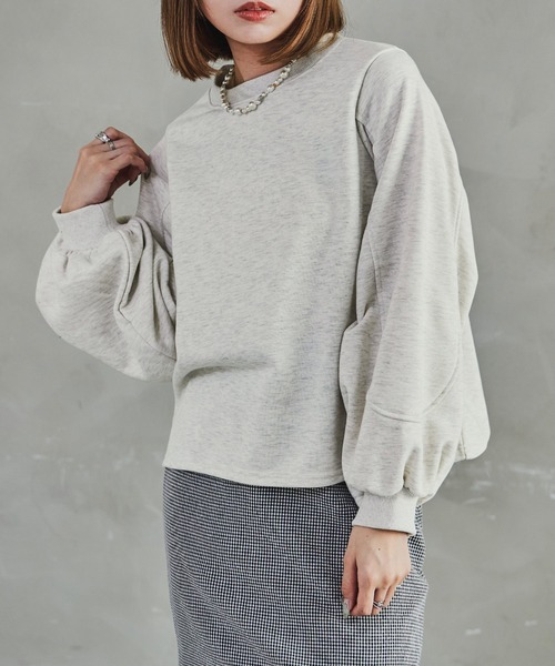 Fashion Letter(ファッションレター)の「裏毛バルーンスリーブスウェット 裏毛 バルーンスリーブ スウェット レディース トップス プルオーバー(Tシャツ/カットソー・レディース・オートミール/グレー/ブルー/ブラック・M)」の10枚目の写真
