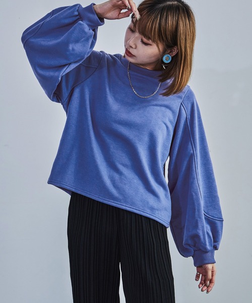 Fashion Letter(ファッションレター)の「裏毛バルーンスリーブスウェット 裏毛 バルーンスリーブ スウェット レディース トップス プルオーバー(Tシャツ/カットソー・レディース・オートミール/グレー/ブルー/ブラック・M)」の16枚目の写真