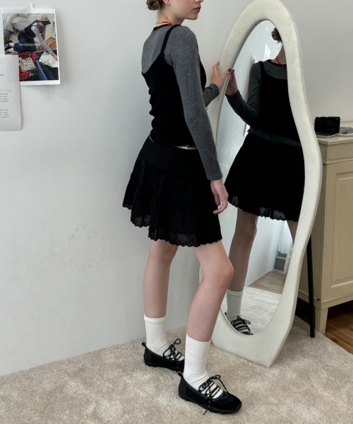 Birthday room(バースデイルーム)の「コットンレースミニスカート / cotton lace mini-skirt(スカート・レディース・ブラック/ホワイト・FREE)」の14枚目の写真