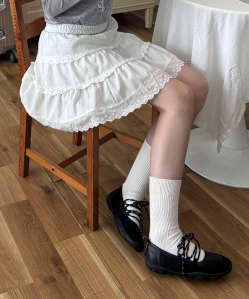 Birthday room(バースデイルーム)の「コットンレースミニスカート / cotton lace mini-skirt(スカート・レディース・ブラック/ホワイト・FREE)」の3枚目の写真