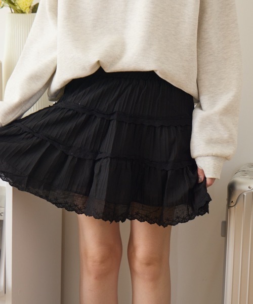 Birthday room(バースデイルーム)の「コットンレースミニスカート / cotton lace mini-skirt(スカート・レディース・ブラック/ホワイト・FREE)」の15枚目の写真