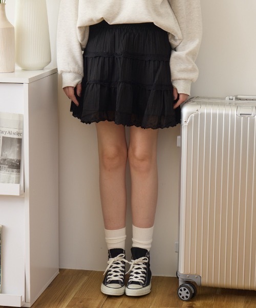 Birthday room(バースデイルーム)の「コットンレースミニスカート / cotton lace mini-skirt(スカート・レディース・ブラック/ホワイト・FREE)」の13枚目の写真