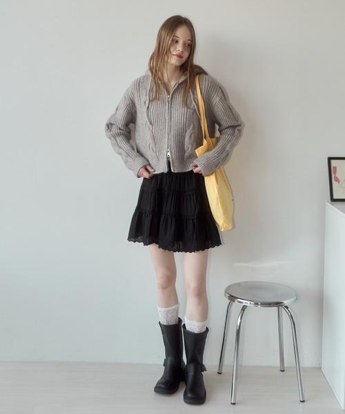 コットンレースミニスカート / cotton lace mini-skirt