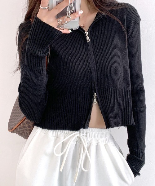 セール】ダブルジップカーディガン フード（ニット/セーター）｜Riff