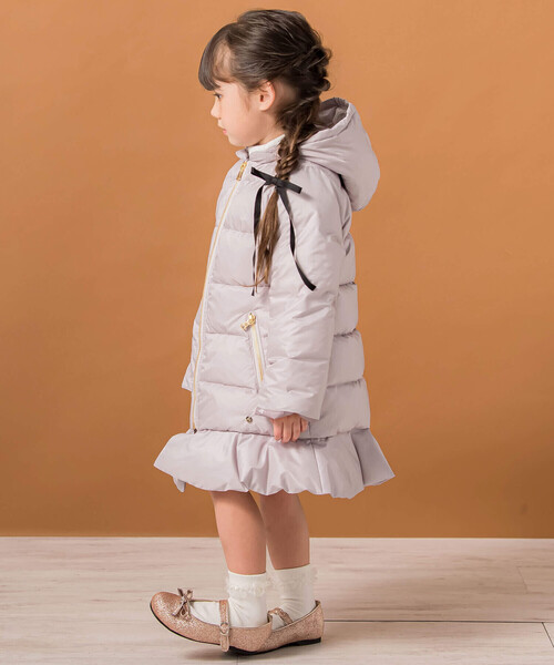 Tartine et Chocolat（タルティーヌエショコラ）の「ラブリータフタダウン(100~140cm)（ダウンジャケット/コート・キッズ・ベージュ/ネイビー・140cm/120cm/130cm/110cm/100cm）」の4枚目の写真