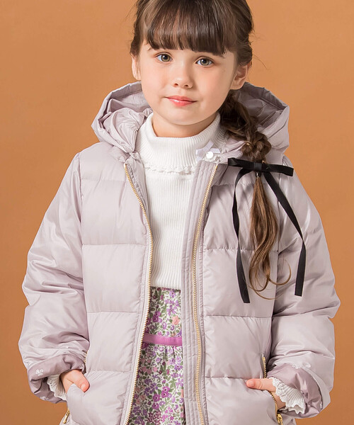 Tartine et Chocolat（タルティーヌエショコラ）の「ラブリータフタダウン(100~140cm)（ダウンジャケット/コート・キッズ・ベージュ/ネイビー・140cm/120cm/130cm/110cm/100cm）」の5枚目の写真