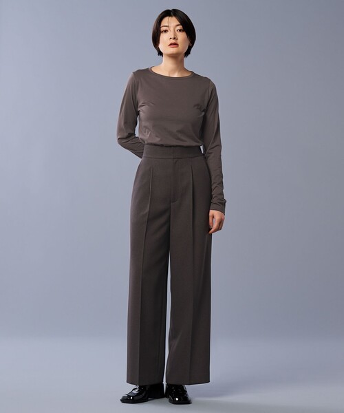 uncrave（アンクレイヴ）の「アルビニスタシフォン ボートネック カットソー（uncrave STANDARD）（Tシャツ/カットソー・レディース・ブラック系/ホワイト系/ダークブラウン系・1/2）」の4枚目の写真