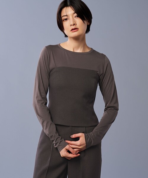 uncrave（アンクレイヴ）の「アルビニスタシフォン ボートネック カットソー（uncrave STANDARD）（Tシャツ/カットソー・レディース・ブラック系/ホワイト系/ダークブラウン系・1/2）」の6枚目の写真