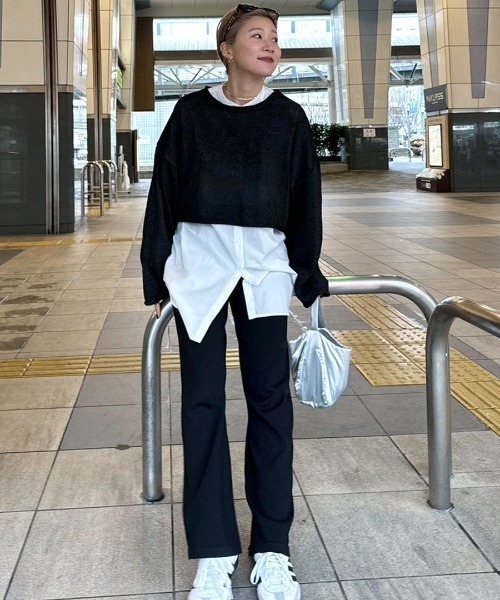 HEILIS（ヘイリス）の「《hideka select》ラメショートニット / クロップド丈（ニット/セーター・レディース・ブラック・FREE）」の6枚目の写真