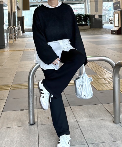 HEILIS（ヘイリス）の「《hideka select》ラメショートニット / クロップド丈（ニット/セーター・レディース・ブラック・FREE）」の7枚目の写真