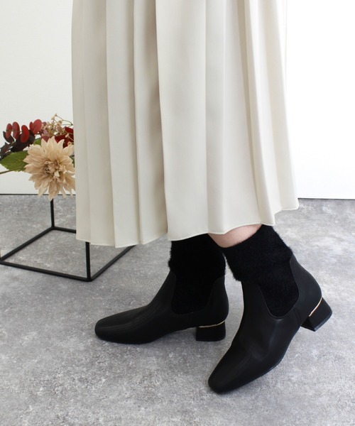 JELLY BEANS(ジェリービーンズ)の「モヘア調ニットコンビショートブーツ(217-40326)JELLY BEANS(ジェリービーンズ)(ブーツ・レディース・ブラック/アイボリー/ブラウン・S/M/L)」の5枚目の写真