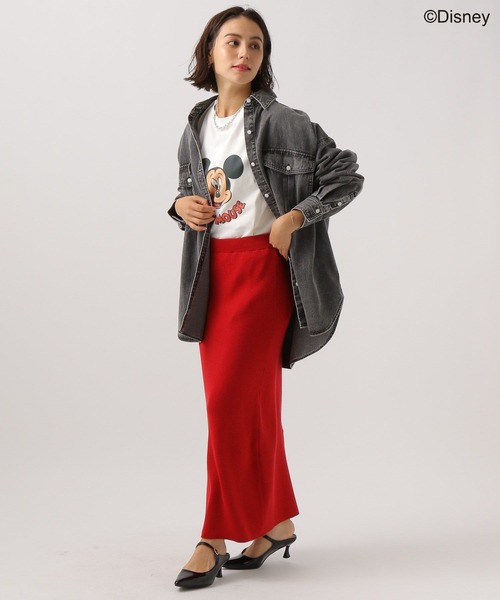 BAYFLOW（ベイフロー）の「[肌触りの良いコットンウール素材]ニットリブタイトスカート（スカート・レディース・レッド/モカ/グレー/ブラック・SMALL/MEDIUM）」の12枚目の写真