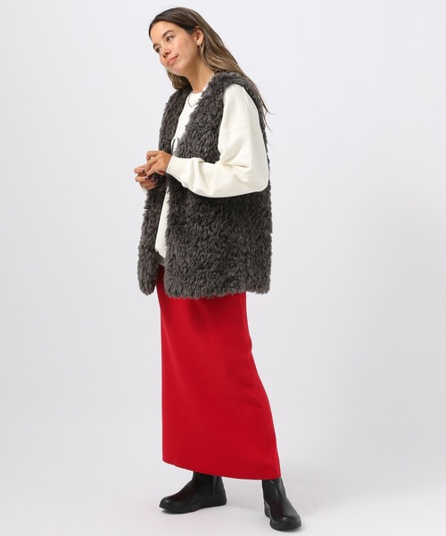 BAYFLOW（ベイフロー）の「[肌触りの良いコットンウール素材]ニットリブタイトスカート（スカート・レディース・レッド/モカ/グレー/ブラック・SMALL/MEDIUM）」の13枚目の写真