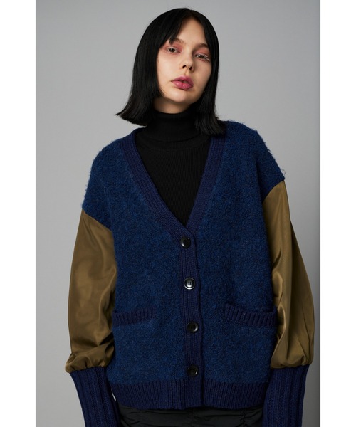 HeRIN.CYE（ヘリンドットサイ）の「Docking cardigan　　ドッキングカーディガン（カーディガン/ボレロ・レディース・オフホワイト/ネイビー/グレー・FREE）」の3枚目の写真