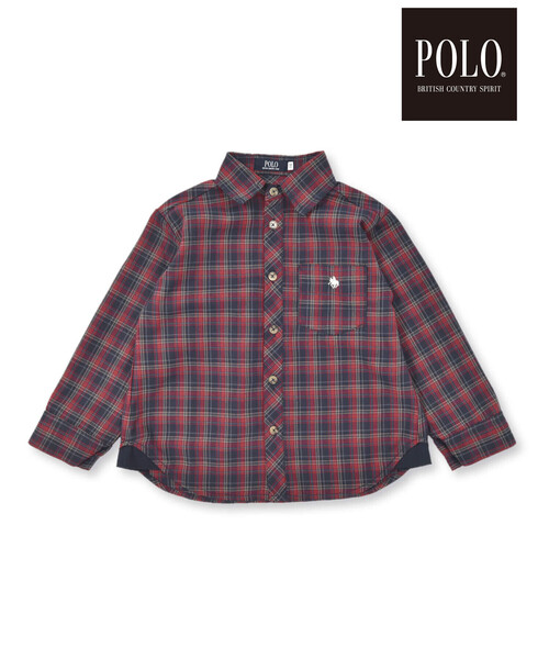 SLAP SLIP(スラップスリップ)の「【POLO BCS(ポロ・ビーシーエス)×SLAP SLIPコラボ】【お揃い】チェック切替ポケット付きシャツ(80~140cm)(シャツ/ブラウス・キッズ・ブルー/レッド系その他・130cm/110cm/140cm/120cm/80cm/90cm/100cm)」の2枚目の写真