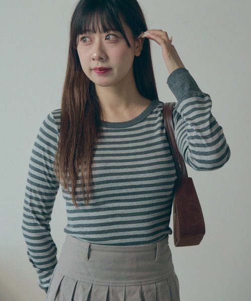 MILLER(ミラー)の「R.P.miller/ミラー 袖口切り替えL/S ロンT 夏服(Tシャツ/カットソー・レディース・ホワイト/タン/レッド/グレー・FREE)」の9枚目の写真