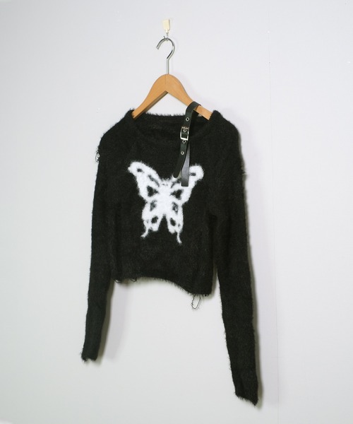 shopnikoniko(ショップニコニコ)の「バタフライ ベルトワンショルダー シャギーニット(ニット/セーター・レディース・ブラック/ブラウン・フリー)」の18枚目の写真
