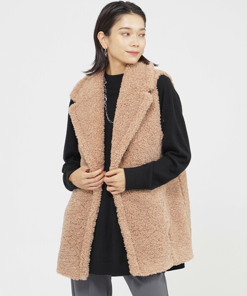 【セール】【カタログ掲載品】【ウォッシャブル】フェイクファーテーラーカラージレ（ベスト）｜EVEX by KRIZIA（エヴェックスバイクリツィア）