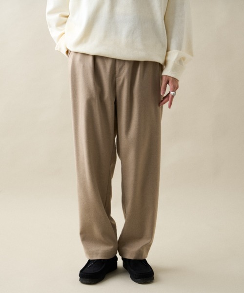CIAOPANIC TYPY（チャオパニックティピー）の「ウールライクフラノワイドスラックス（スラックス・メンズ・ブラウン/ネイビー/ベージュ/チャコールグレー・LARGE/MEDIUM）」の3枚目の写真