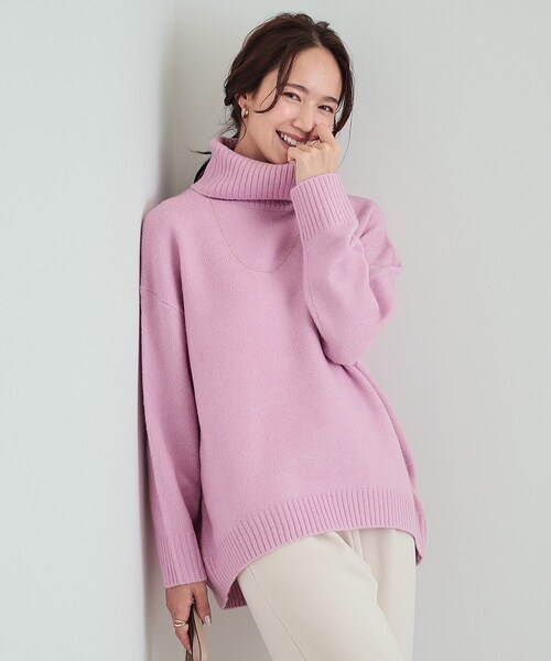 セール】アウトで着られる ゆるタ－トルやわらかニット（ニット