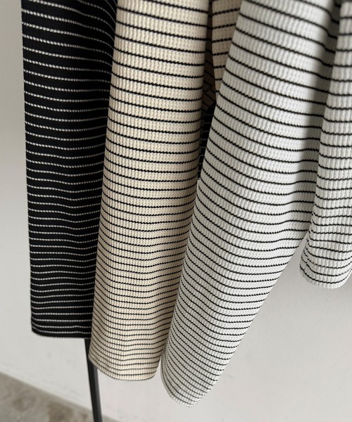 callautia（カラウティア）の「クロップドボーダーカーディガン（カーディガン/ボレロ・レディース・アイボリー/ブラック/ホワイト・SMALL/MEDIUM/LARGE）」の16枚目の写真